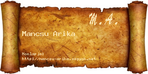 Mancsu Arika névjegykártya